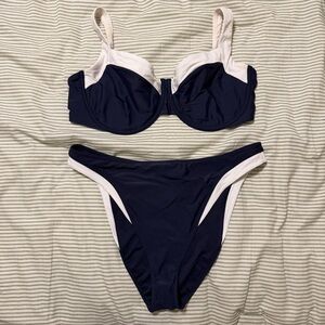 Abercrombie & Fitch Navy & White Underwire Bikini Set